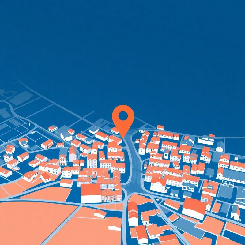 Minimalistička ilustracija centra Varaždina s oznakom lokacije ureda